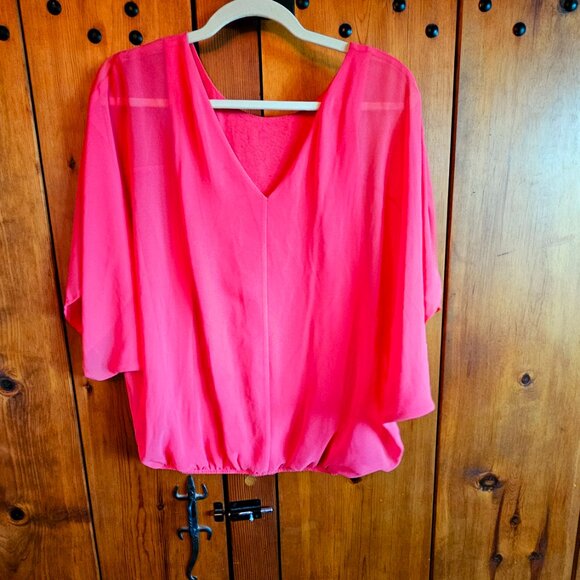 Express pink sheer top with built in tank - Picture 2 of 2